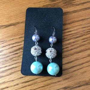 Park Lane Earrings - mint, lavender and rhinestone